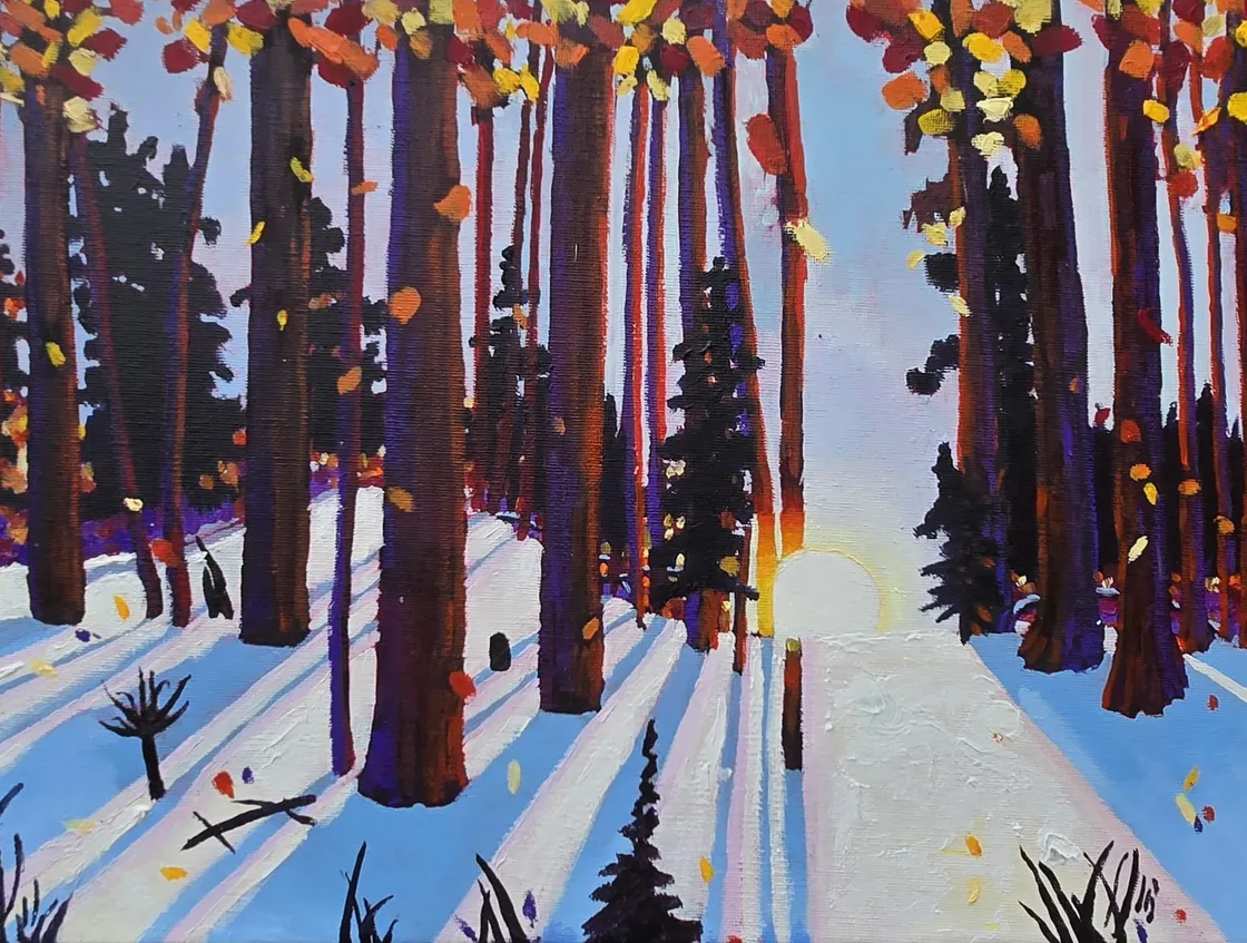 Autumn's Golden Threshold, Oil on stretched cotton canvas, 16 x 12"