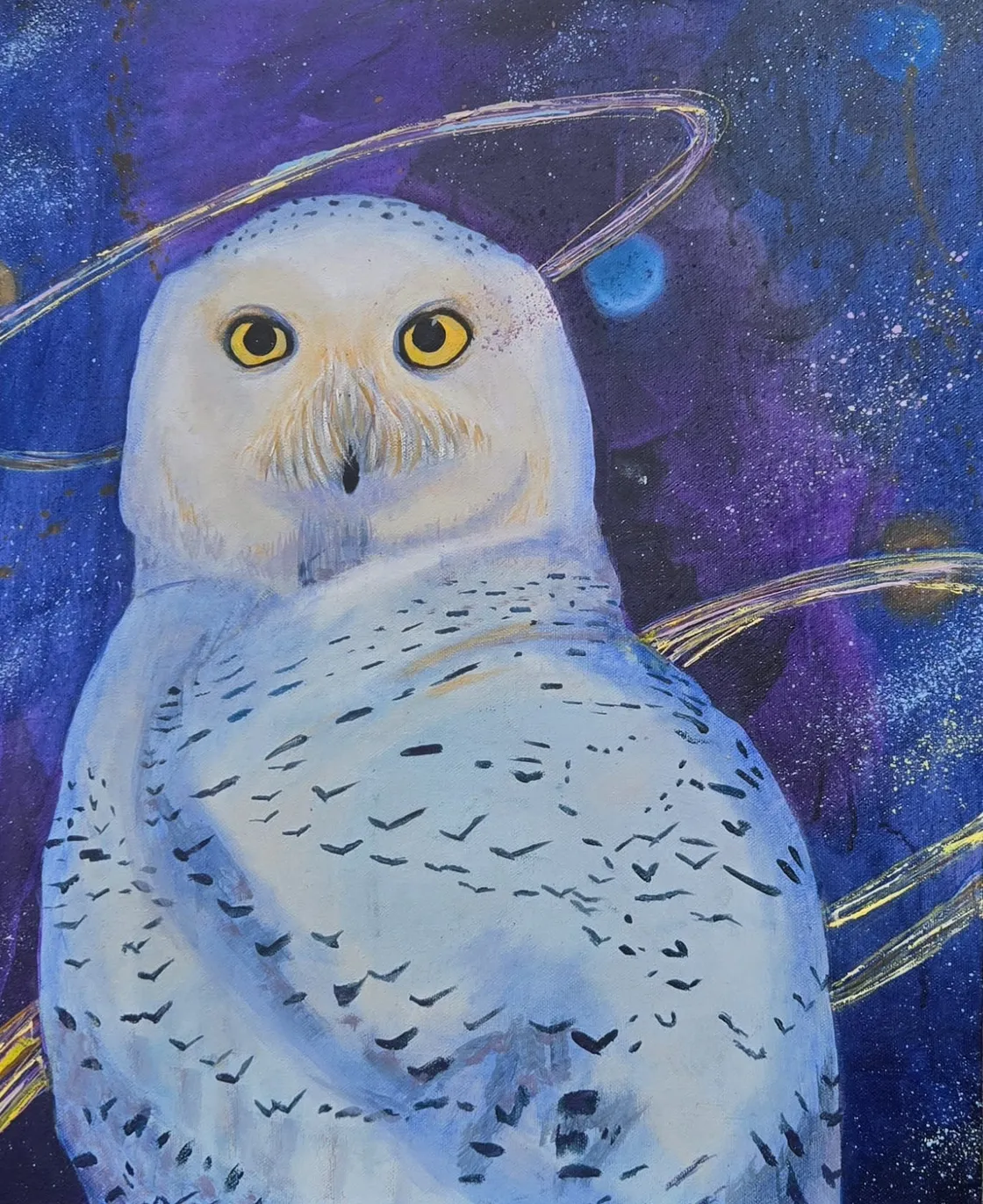 Snowy Saint, Oil on stretched cotton canvas, 18 x 22"