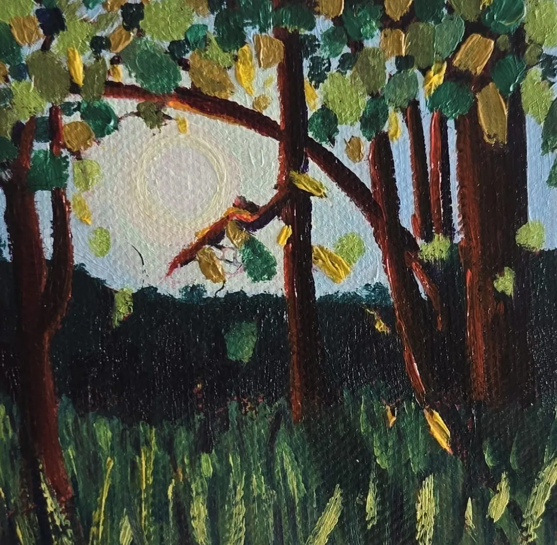 The Dream of the Woodland, Oil on stretched cotton canvas, 4 x 4"